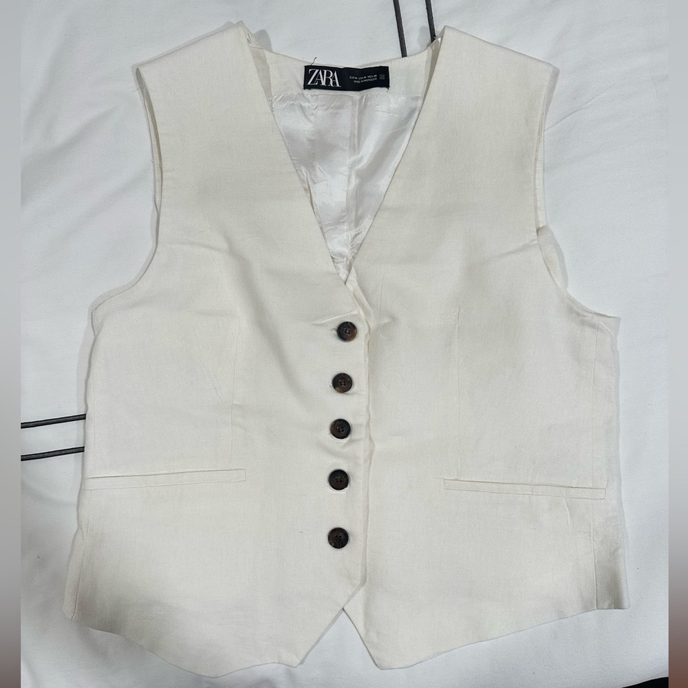 Zara Tailored Linen Blend Waistcoat